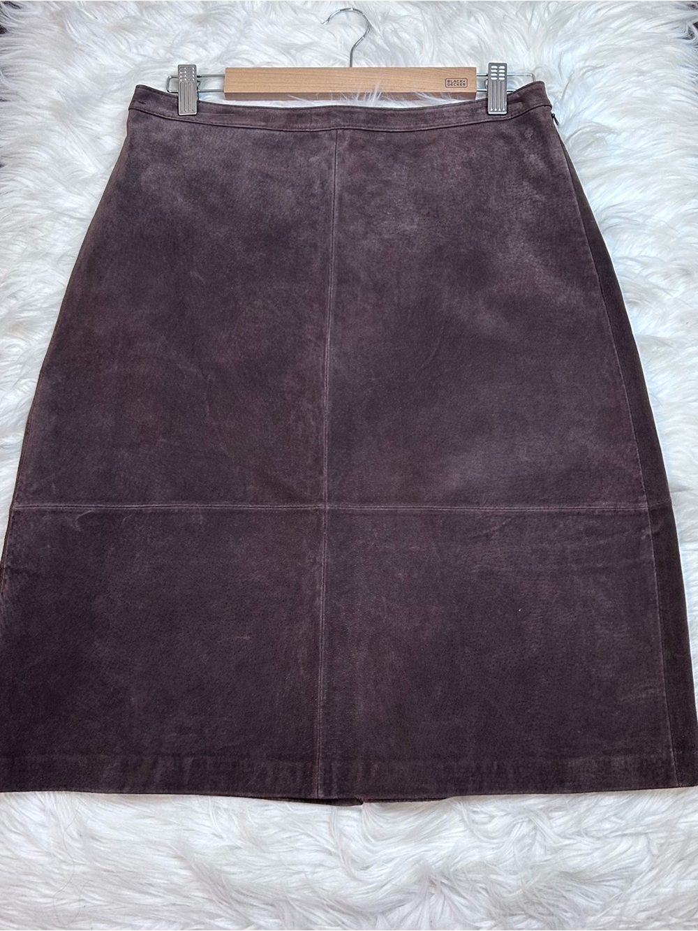 VTG Genuine Suede Skirt Womens 8 Brown A Line Axcess Liz Claiborne Retro Y2K